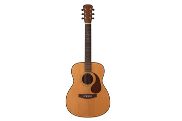 Naklejka premium Acoustic guitar standing upright with transparent background