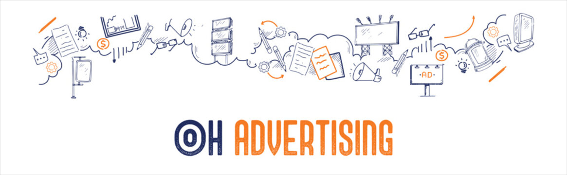 OOH Advertising design doodle for marketing and printing
