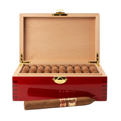 Premium Cigar Collection Luxury Humidor Box of Hand Rolled Cigars Rich Aromas and Exquisite on transparent background