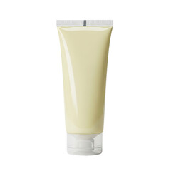 Skincare Tube Mockup PSD Yellow Cream Lotion Packaging Design Beauty Product Container Clear on transparent background