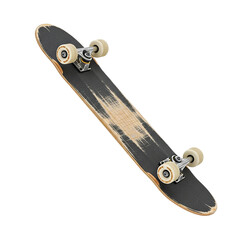 Skateboard on Black Complete Ride with Wheels Deck Truck and Grip Tape Ready for Extreme on transparent background