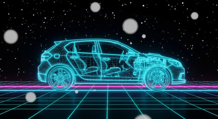 Wireframe Car Model: 3D Rendering for Automotive Design