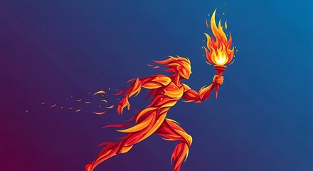Fototapeta premium Fire Runner Athlete.