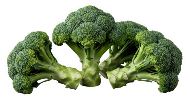Broccoli florets isolated on transparent background