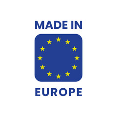 Rounded Rectangle Made in Europe Blue Label