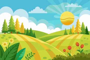 Fototapeta premium summer landscape with trees