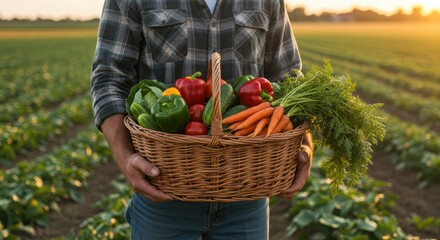 Harvesting fresh vegetables farm field farming activity natural environment view sustainable agriculture