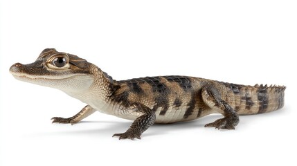 Fototapeta premium A baby alligator with a white background.