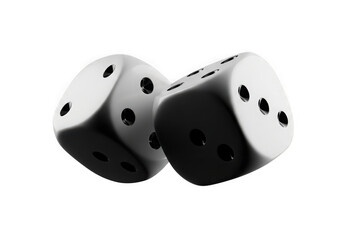 Two white dice isolated on transparent background