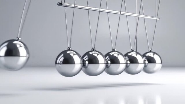 Newton's Cradle:  Dynamic Motion and Physics Demonstration