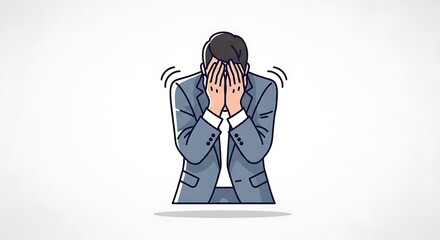 Depressed man with facepalm.