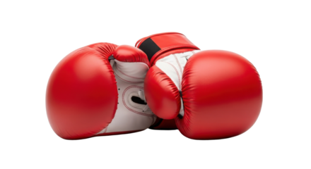 Red and white boxing gloves for combat sport isolated PNG with Transparent Background