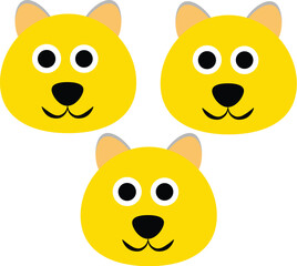 Obraz premium Three Yellow Bear Faces Cartoon Illustration