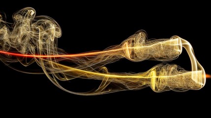 Dynamic light trails and smoke effects abstract art digital artwork dark background artistic view visual conceptualization