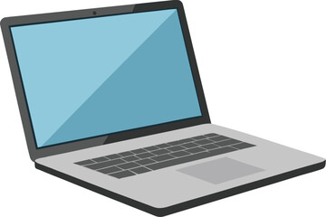 Open laptop mockup vector illustration angled side view blank screen scalable eps icon