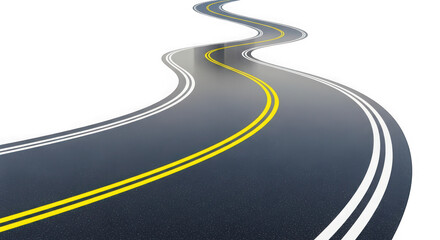 Winding road isolated on transparent background