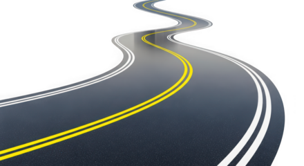 Winding road isolated on transparent background