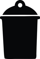 Simple silhouette of a black trash can icon representing waste disposal collection and recycling concepts