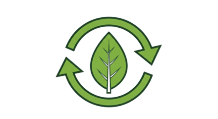 Recycle icon with leaf isolated PNG with Transparent Background