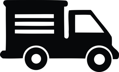 Silhouette of a delivery truck icon conveying logistics and transportation services for goods moving business