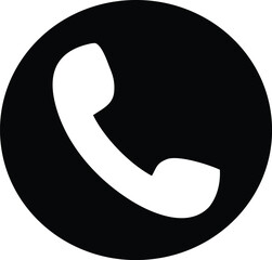 Classic black and white telephone icon simple graphic symbol for communication and contact options in digital interfaces