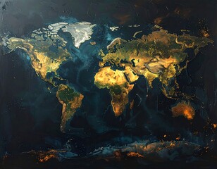 World map, abstract style
