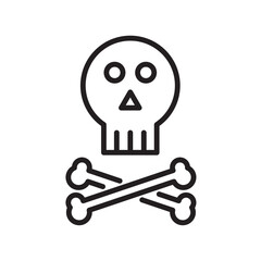 Editable Skull Crossbones Line Icon