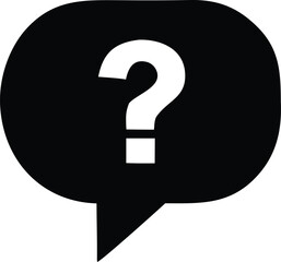Bold question mark icon inside a speech bubble for communication help and information seeking designs