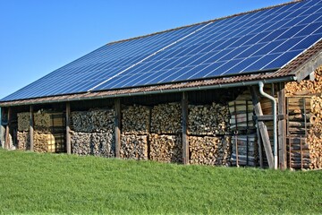 Obraz premium solar panels on a farm