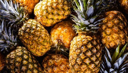 Fresh pieneapple, tropical fruit background