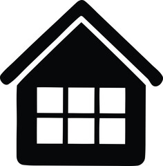 Simple silhouette icon of a house with a window representing home real estate shelter and property concepts