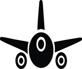 Iconic front view silhouette of a modern jet airplane design for travel and aviation themes