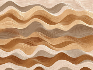 Wavy Seamless Abstract Pattern of Brown and Beige Lines