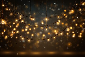Soft glowing string lights illuminate a festive atmosphere in a cozy indoor setting during winter evenings