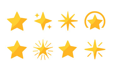 Obraz premium Star Icons. Star Light set of icons in abstract flat : glowing star, star with sparkles, shining star with rays, star with halo, star with gradient