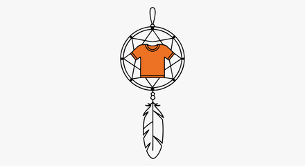 Commemorating the national day for truth and reconciliation with a symbolic orange shirt dreamcatcher illustration
