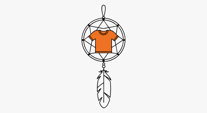 Commemorating the national day for truth and reconciliation with a symbolic orange shirt dreamcatcher illustration