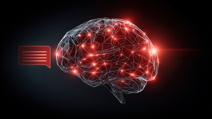 Digital Brain with Chat Icon