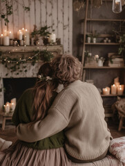 Obraz premium Cozy Winter Hygge Collage: Festive Baking, Pets, and Holiday Warmth