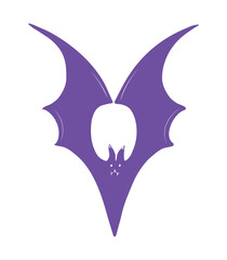 Whimsical hand drawn halloween bat. Doodle sketch element, magic spooky pumpkin character. line art cartoon icon, fun symbol for decoration, posters, horror party. Isolated vector illustration.