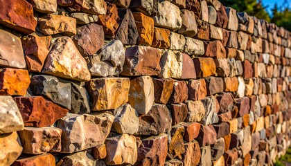 Colorful stone wall close-up