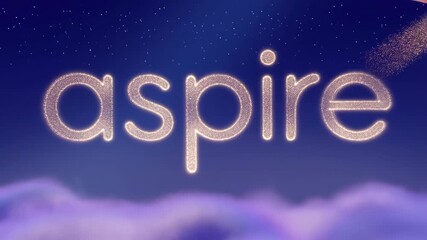 A rocket launches spelling the word aspire with stardust