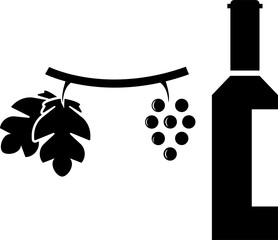 Simple black silhouette wine bottle icon illustration. Minimalist vector design suitable for beverage label logos, bars, restaurants, or applications.