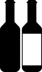 Simple black silhouette wine bottle icon illustration. Minimalist vector design suitable for beverage label logos, bars, restaurants, or applications.