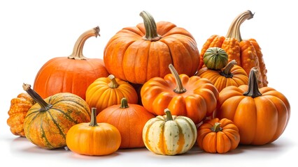 Obraz premium Assortment of pumpkins isolated on white background
