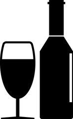 Simple black silhouette wine bottle icon illustration. Minimalist vector design suitable for beverage label logos, bars, restaurants, or applications.