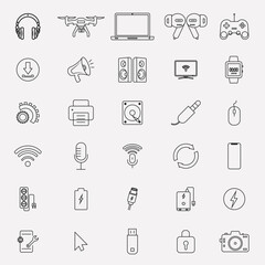 Device and Technology Line Icons – Editable Vector Set for Web, Mobile & Apps