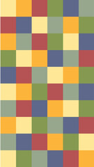 Earthy grid pattern with a mix of green, red, blue, and yellow squares, suitable for natural or rustic themes.