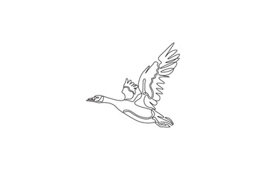 Goose One Line Vector Illustration – Minimalist Wild Goose Migrating Line Art, SVG & Clipart