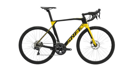 Fototapeta premium Black and yellow racing bike isolated PNG with Transparent Background